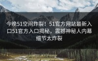 今晚51空间炸裂！51官方网站最新入口51官方入口揭秘，震撼神秘人内幕细节太炸裂