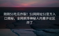 刚刚51吃瓜炸裂！51网网址51官方入口揭秘，全网疯传神秘人内幕评论区炸了