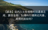 【紧急】业内人士在傍晚时刻遭遇丑闻，震惊全网！51爆料引爆舆论风暴，真相到底如何？