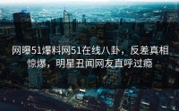 网曝51爆料网51在线八卦，反差真相惊爆，明星丑闻网友直呼过瘾