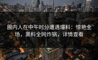 圈内人在中午时分遭遇爆料：惊艳全场，黑料全网炸锅，详情查看