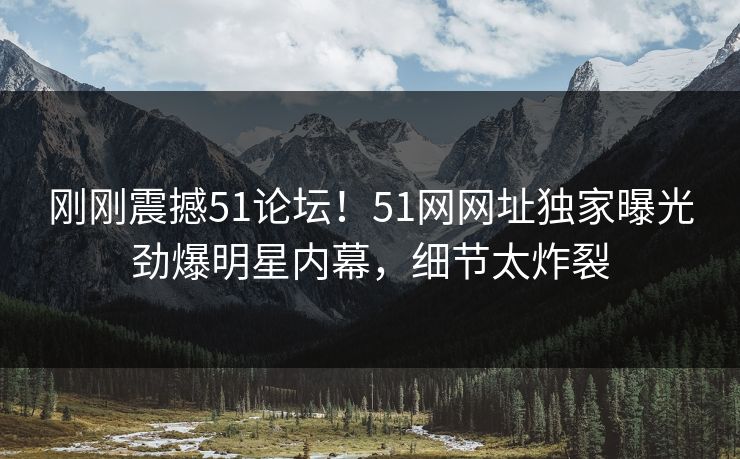 刚刚震撼51论坛！51网网址独家曝光劲爆明星内幕，细节太炸裂
