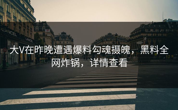 大V在昨晚遭遇爆料勾魂摄魄，黑料全网炸锅，详情查看
